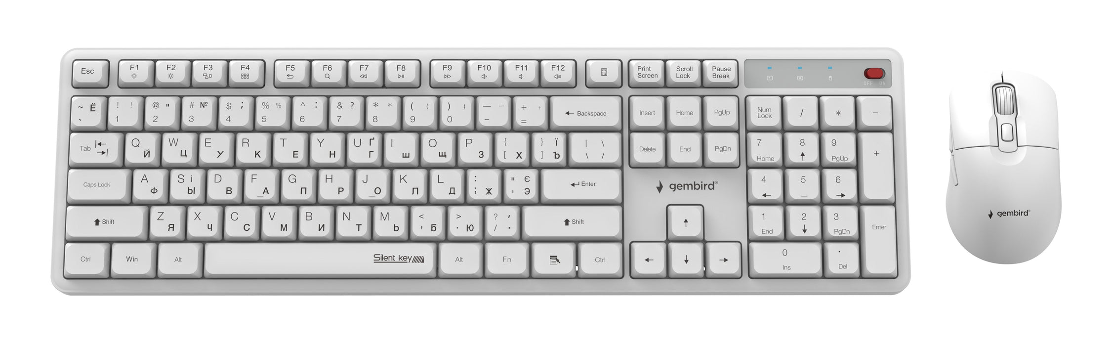 Keyboard +Mouse Wrl Cyrillic/Wht Kbs-Wms-01-W-Cyrl Gembird