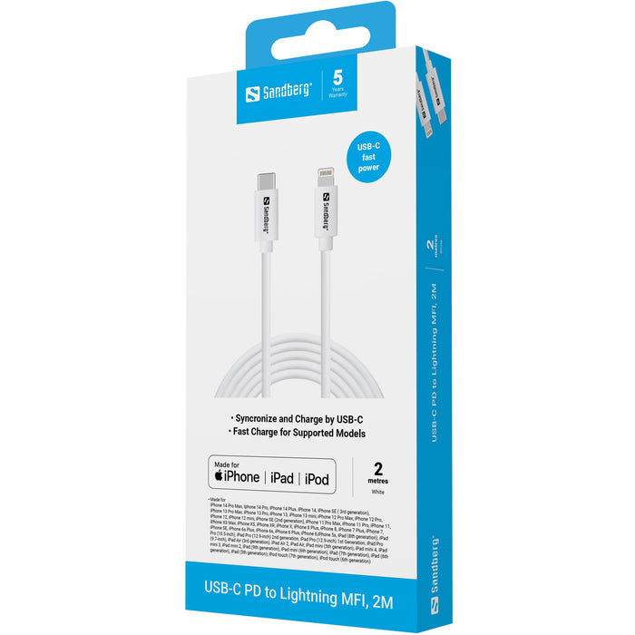EAN 5705730136597 - Sandberg 136-59 cable de conector Lightning 2 m Blanco imagen 3