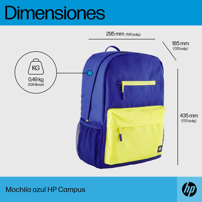 EAN 0197192501290 - HP Campus Blue Backpack 39,6 cm (15.6") Azul, Amarillo imagen 4