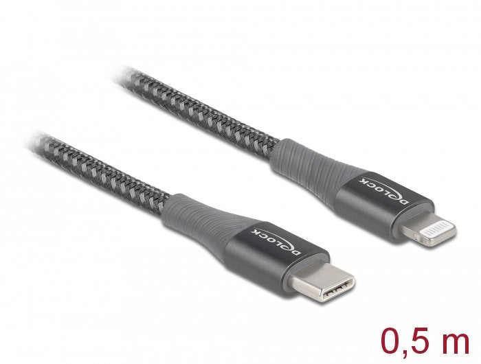 Delock Daten- Und Ladecable Usb Type-C Zu Lightning Für Iphone, Ipad Und Ipod Grau 0,5 M Mfi