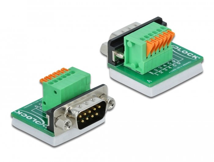 Delock D-Sub 9 Macho A Adaptador De Bloque De Terminales Con Pulsador Vertical