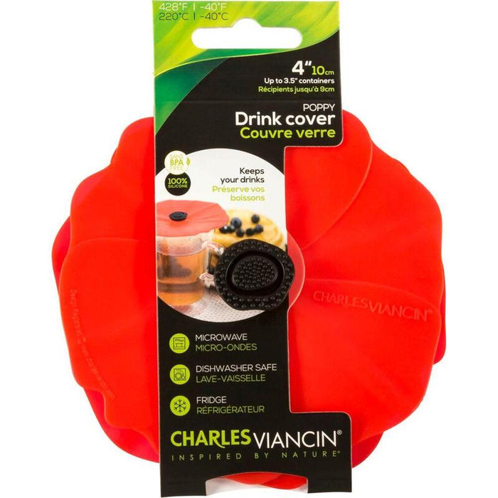 Charles Viancin Poppy 11,5 Cm 2 Silikon-Getränkedeckel Rot