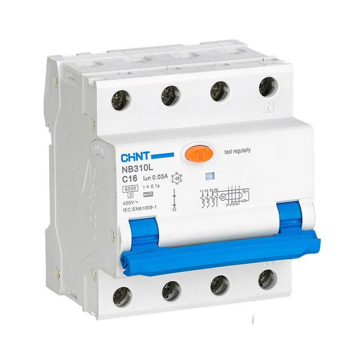 Chint Circuit Breaker Rcbo, Nb310l 3n, 3p+N, C20, 30ma, A, 6ka