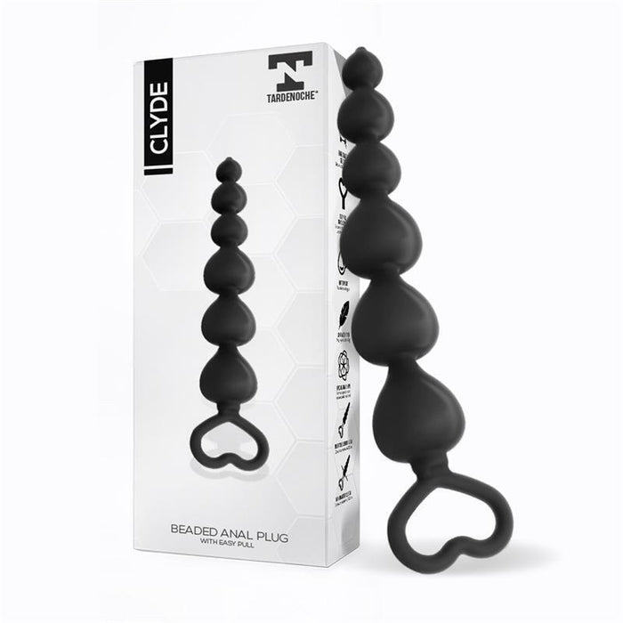 Clyde Plug Anal Con Bolas Con Aro De Fácil Extracción Silicona Negro