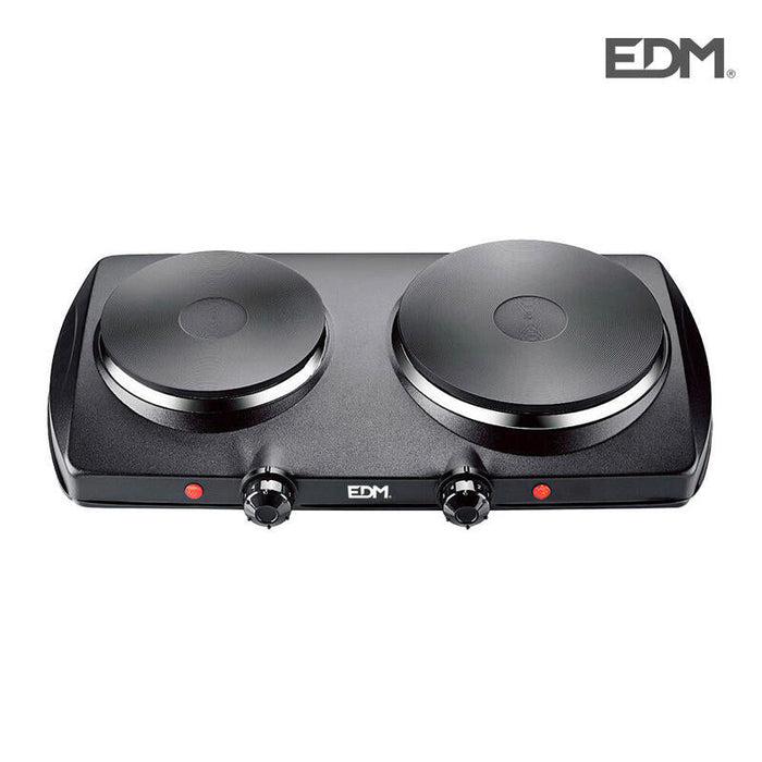 Cocina Electrica Negra 1400w 2 Fuegos Ce/A13 46,5x26x8,5cm Edm