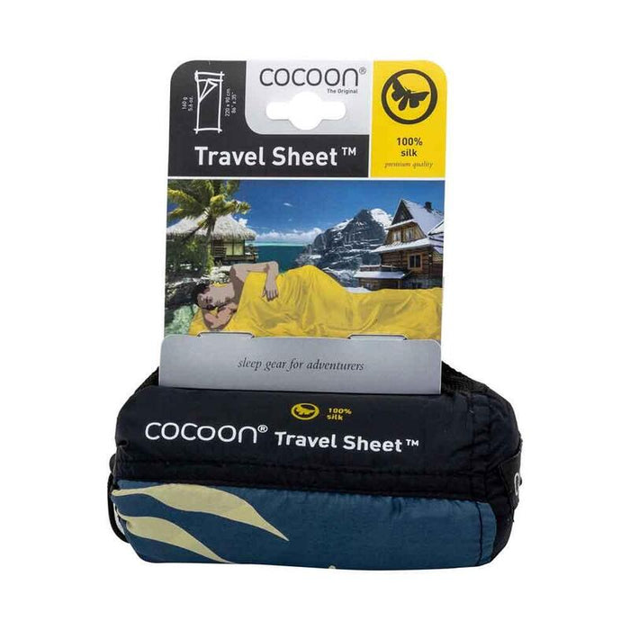 Cocoon Leicht-Reiseschlafsack, Rechteck, 220 X 90 Cm, 100 % Seide, Leaves