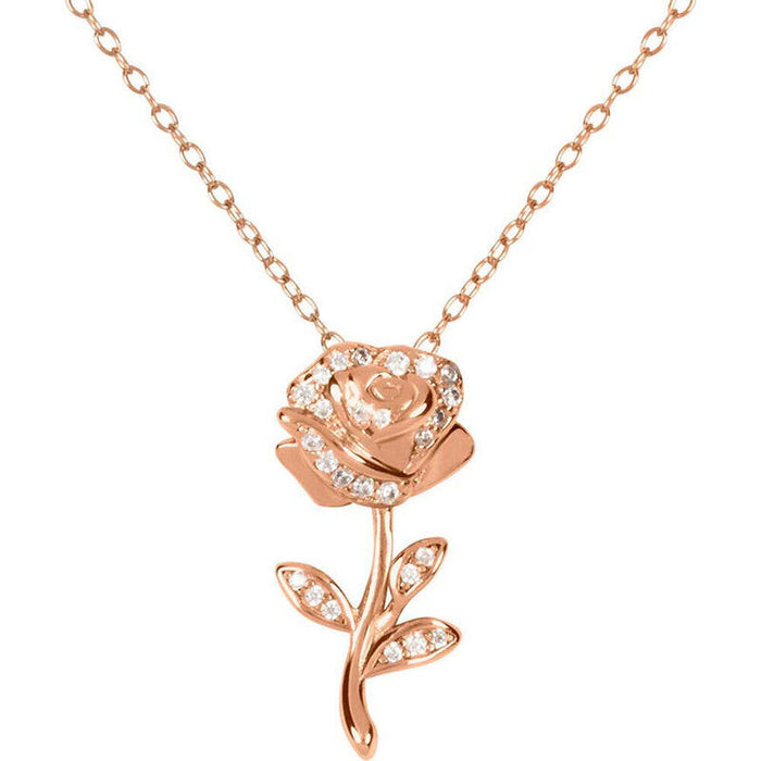 Colgante Rosa La Bella Y La Bestia Disney Plata