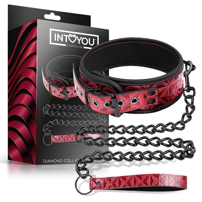Collar Con Correa Ajustable Diamond Cuero Vegano