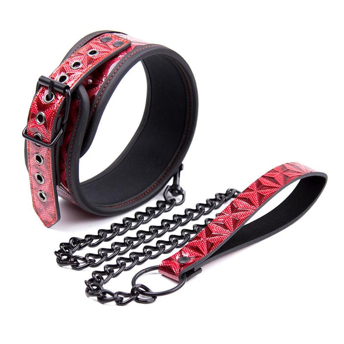 Collar Con Correa Ajustable Diamond Cuero Vegano