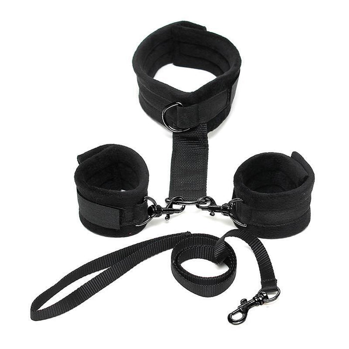 Collar Y Esposas Desmontables  Negro Ajustables