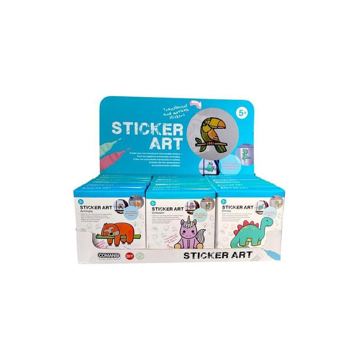 Comansi Display Sticker Art Basic 18 Unidades - Pegatinas Creativas Para Ventanas  - Manualidades Infantiles - Surtido