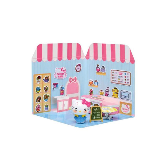 Comansi Sticker House Hello Kitty Flower Cafe - Incluye Figura - Stickers Lavables -  Escenario Adorable - Juego