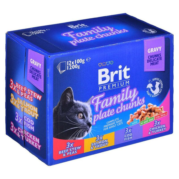 Comida Húmeda Para Gatos Brit Cat Pouches Family Plate  12 X 100g