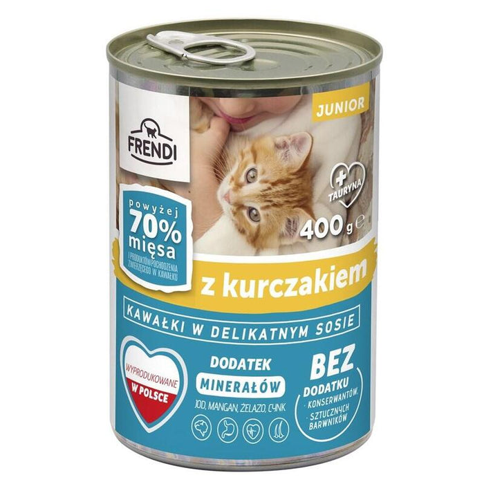 Comida Húmeda Para Gatos Frendi Junior Con Trozos De Pollo En Salsa Delicada  400g