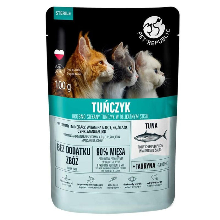 Comida Húmeda Para Gatos Pet Republic Steril Atún En Salsa Finamente Picado  100 G