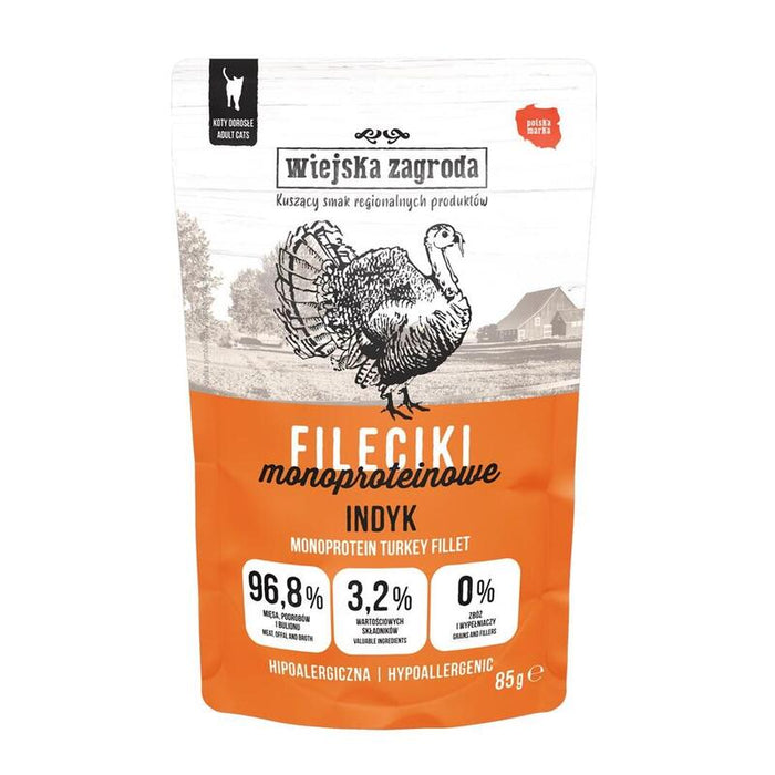 Comida Húmeda Para Gatos Wiejska Zagroda Filetes Monoproteicos De Pavo  85 G
