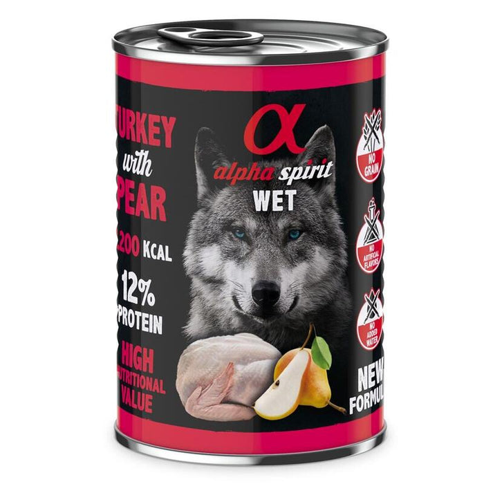 Comida Húmeda Para Perros Alpha Spirit Wet Pavo Con Pera  400g