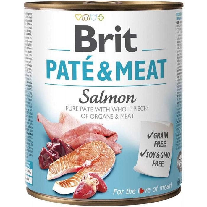 Comida Húmeda Para Perros Brit Paté & Meat Con Salmón  800g