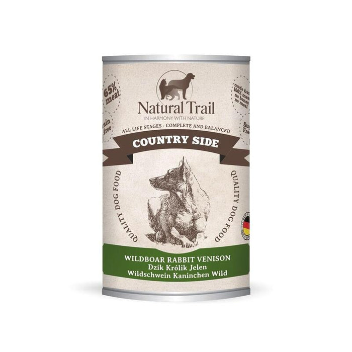 Comida Húmeda Para Perros Natural Trail Country Side Jabalí Conejo Ciervo  400 G
