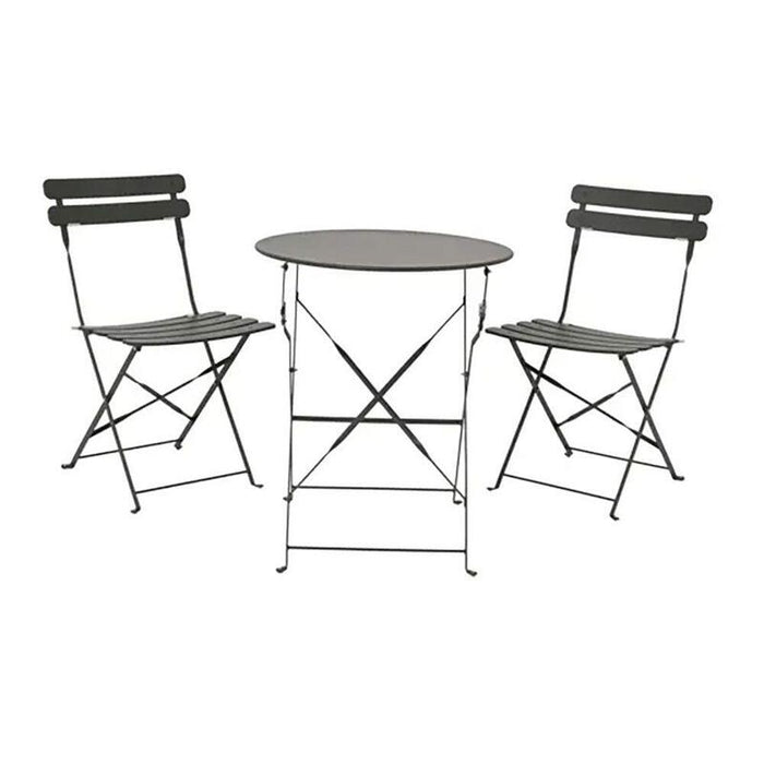 Conjunto De Mesa Y 2 Sillas Helsingborg, Plegables, De Acero, Gris Antracita