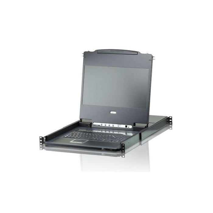 Consola Lcd Panorámica Single Rail Con Switch Kvm Integrado Dvi Usb De 8 Puertos Teclado Español