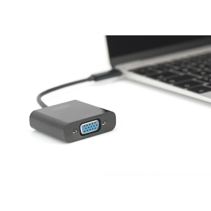 Conversor Hub Digitus Video Usb Tipo C A Vga Full Hd 1080p 19,5 Cm Negro