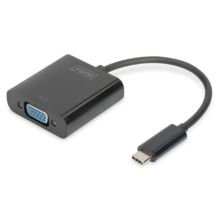 Conversor Hub Digitus Video Usb Tipo C A Vga Full Hd 1080p 19,5 Cm Negro