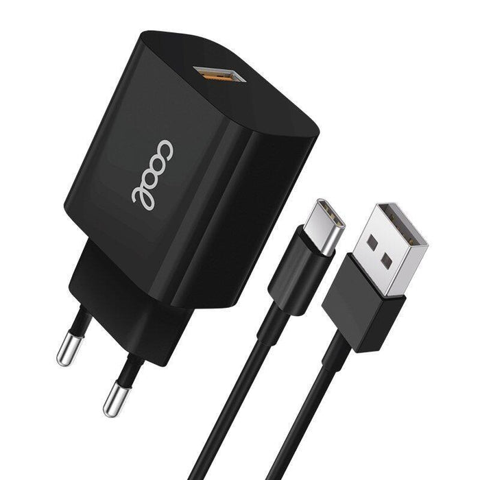 Cool Cargador Red Conector Tipo-C (2.4 Amp) Universal Kit 2 En 1 Negro