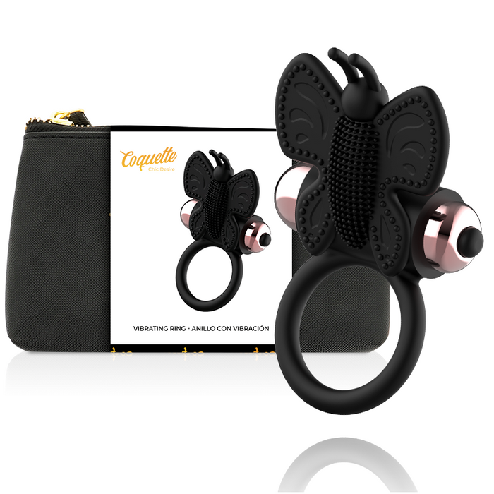 Coquette Chic Desire - Cock Ring Butterfly Anillo Vibrador Negro / Gold