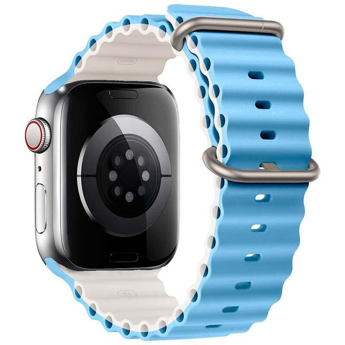 Correa Apple Watch 38/40/41mm Wave Azul Cielo+Blanco Estrella