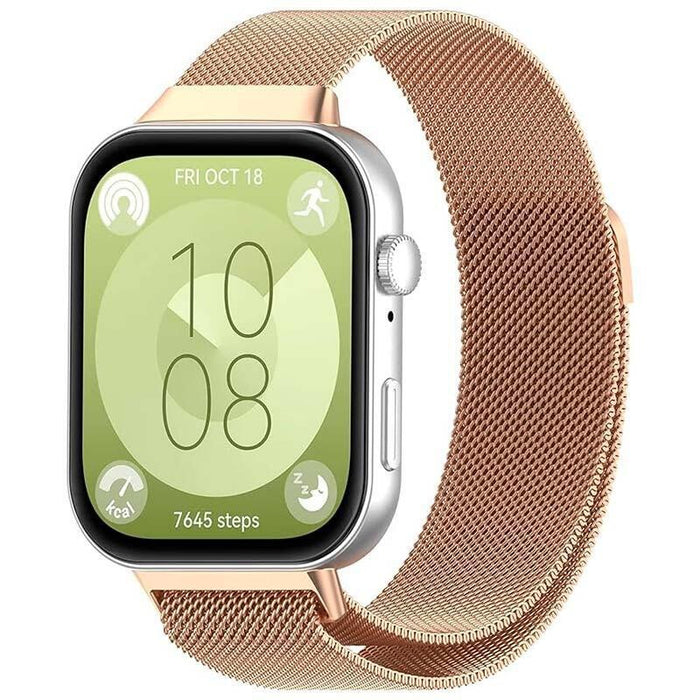 Correa Milanesa Magnética Huawei Watch Fit 3 Dorado Rosa