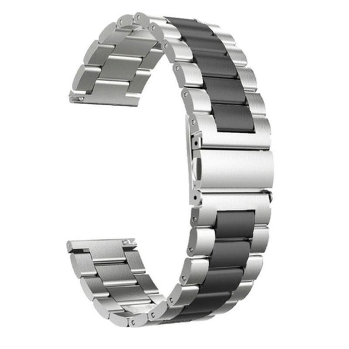 Correa Universal Metal Eslabones Dual 20mm Para Smartwatch Xiaomi/Amazfit/Samsung/Huawei/Realme/Ticwatch (Negro)
