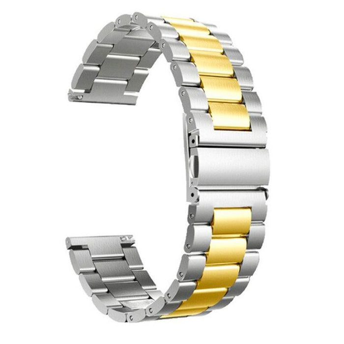 Correa Universal Metal Eslabones Dual 22mm Para Smartwatch Xiaomi/Amazfit/Samsung/Huawei/Realme/Ticwatch (Dorado)