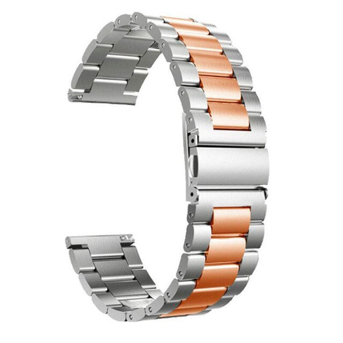 Correa Universal Metal Eslabones Dual 22mm Para Smartwatch Xiaomi/Amazfit/Samsung/Huawei/Realme/Ticwatch (Rosa)