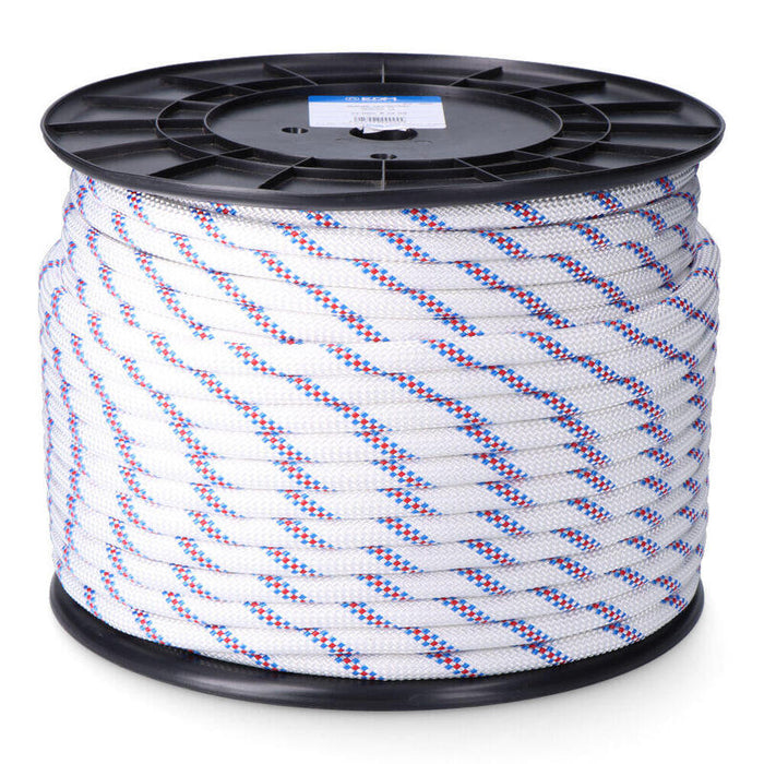 Cuerda Driza Trenzado Poliéster Blanco Distintivo, Calibre 12 Mm X 100 M