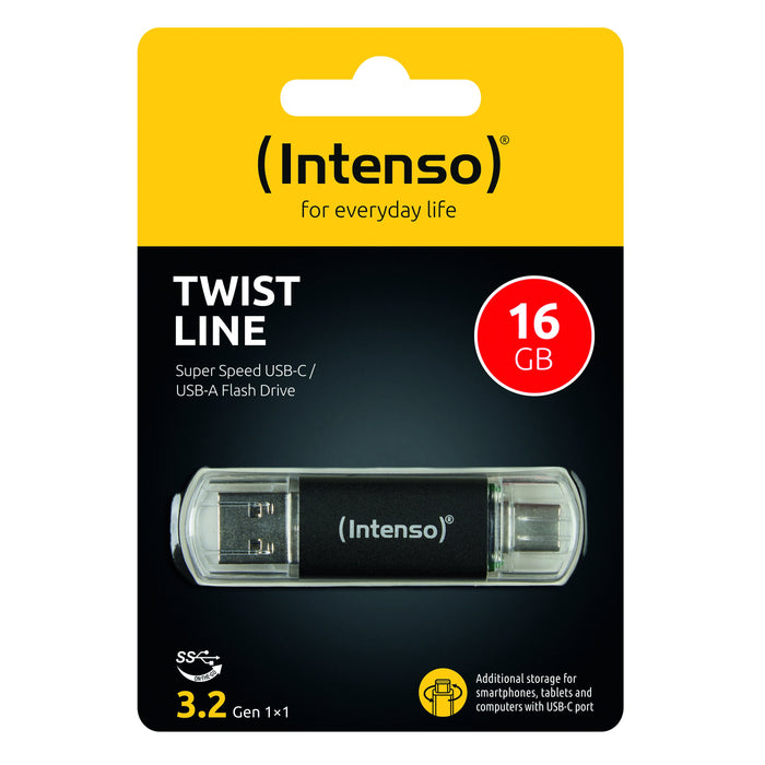 EAN 4034303038404 - Intenso Twist Line unidad flash USB 16 GB USB Type-A / USB Type-C 3.2 Gen 1 (3.1 Gen 1) Antracita imagen 2