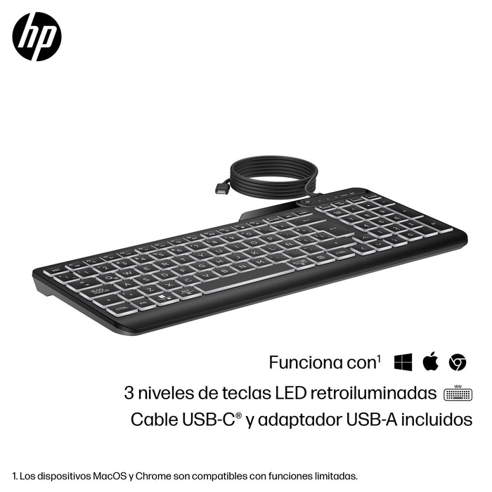 EAN 0197192768501 - HP 400 Backlit Wired Keyboard teclado Hogar USB QWERTY Inglés Negro imagen 6