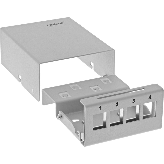 Inline Desktop Point Box 4x Keystone Rj45, Metal, Gris Claro Ral7035