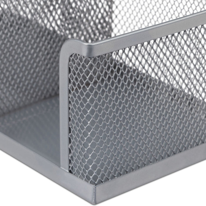 Relaxdays Escritorio-Organizer 3 Compartimentos, Metal Plateado