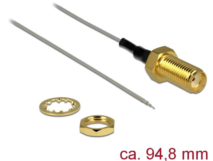 Delock Antennencable Sma Buchse Zum Einbau > Offenes Verzinntes Cableende (1.37-94.8mm) Gewindelnge 10mm