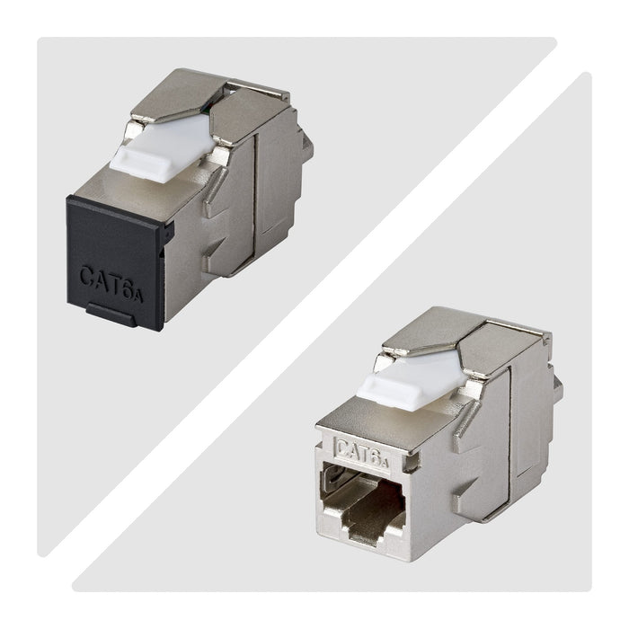 Startech.Com Geschirmtes Cat6a Keystone Jack Módulo, Pack De 10 Rj45 Ethernet Conector Hembra, Stp Cat6a Wandbuchse, 180 Grad, Sin Herramientas, Plano, Plateado, Rj-45, Conector Hembra, Conector Hembra, 10gbase-T