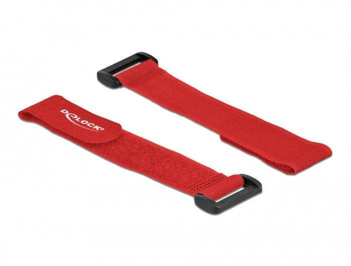 Delock Klett-Cablebinder Mit Schlaufe L 190 X B 25 Mm Rot 5 Stück