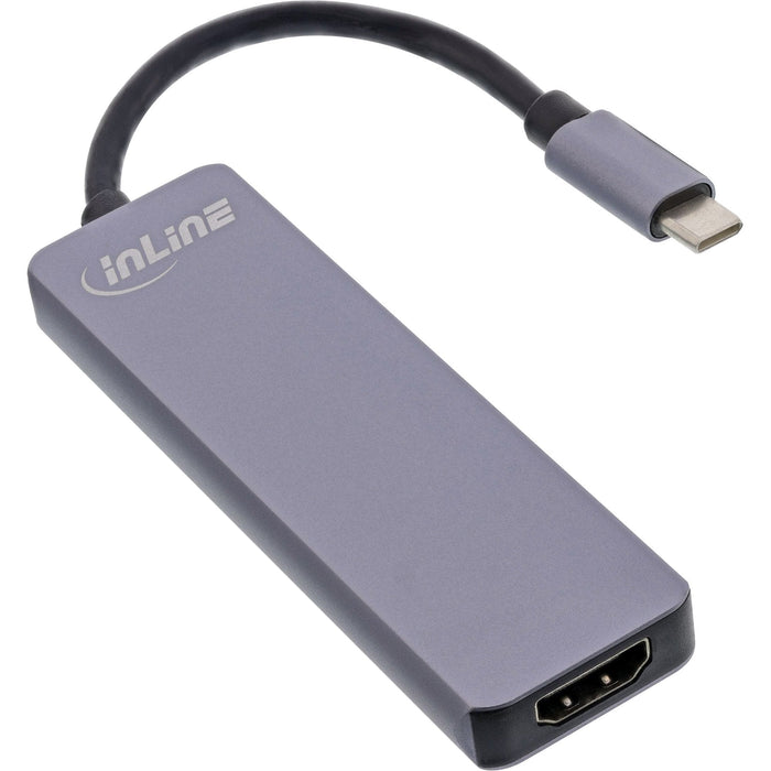 Hub Inline Usb 3.2 Gen.1, 2x Usb-A 5gbps + Hdmi 4k/30hz + Lector De Tarjetas, Aluminio, Gris