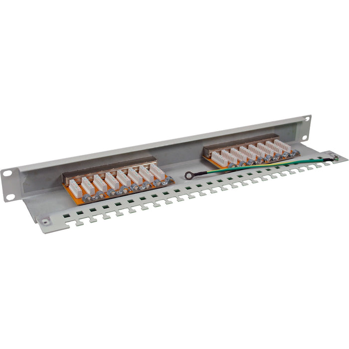 Patch Panel Inline Cat.6 16 Puertos 19" 1he Gris Claro Ral7035