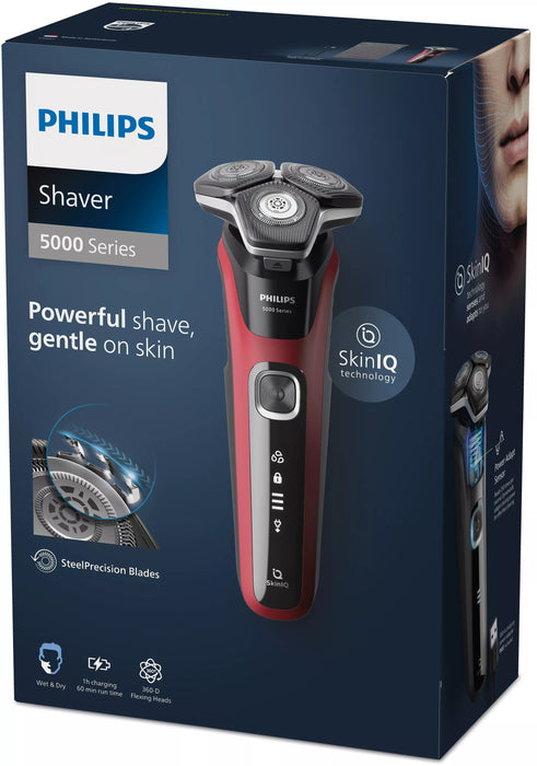 EAN 8720689008365 - Philips SHAVER Series 5000 S5883/10 afeitadora Máquina de afeitar de rotación Recortadora Negro, Rojo imagen 2