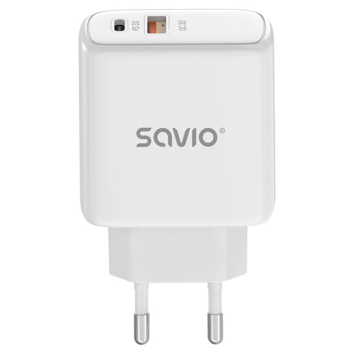EAN 5905106070221 - Savio LA-12 cargador de dispositivo móvil Universal Blanco Corriente alterna Carga rápida Interior imagen 1