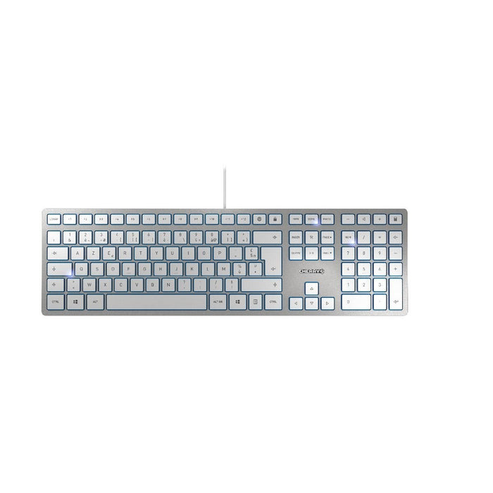 EAN 4025112094422 - CHERRY KC 6000 Slim teclado Universal USB AZERTY Belga Plata, Blanco imagen 3