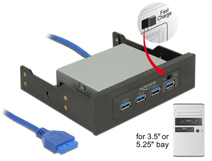 Delock Hub Usb 3.0 De 4 Puertos Delock De 3,5"/5,25"