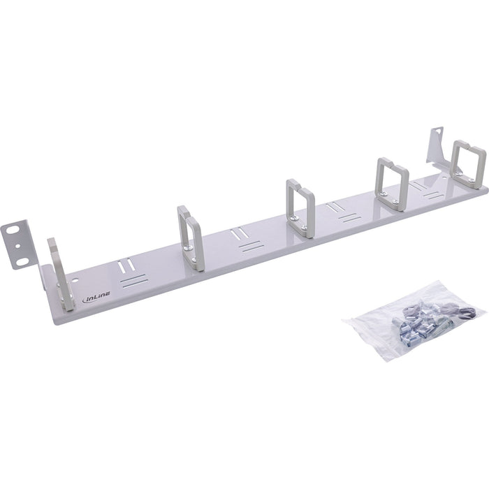 Inline® 19" Cable Management Panel, 5 Plastic Brackets Horizontal, Ral7035 Gris