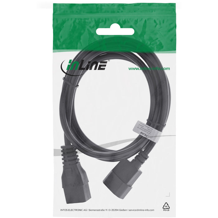 Cable De Alimentación Inline C19 A C20 3 Pines Iec Macho A Hembra Negro 1,5 M